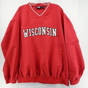 J2 Sport XL Red Wisconsin Badgers Windshirt Pullover NCAA Gameday V-Neck Jacket
